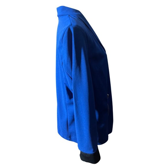 Shein Curve Royal Blue Jacket Open Front Blazer W Zip Simulate Pockets Size 1X - Picture 5 of 12